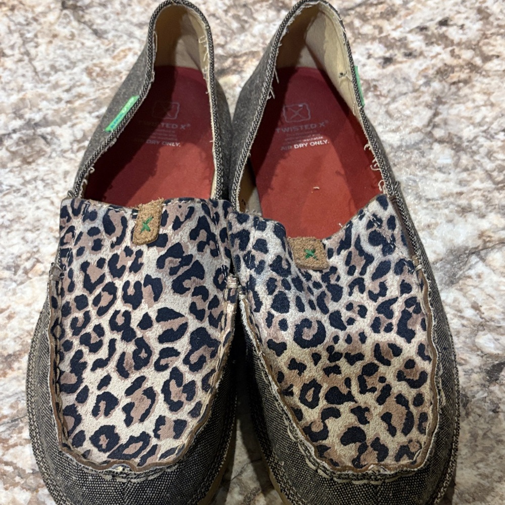 Twisted X Leopard Print Loafers - Black and Brown